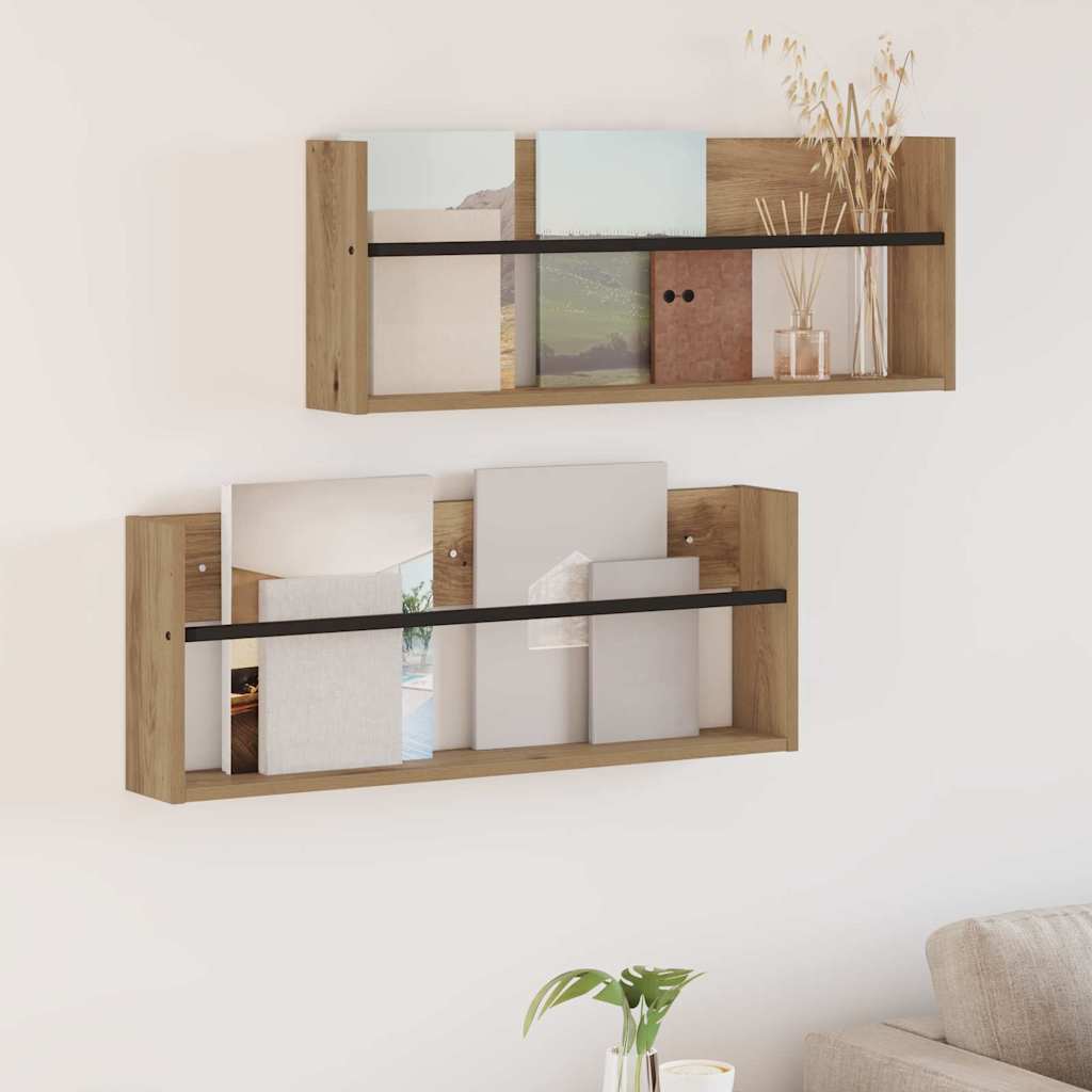 Magasin Rack med hylde 2 pcs Artisan Egetræ 80 x 12 x 30 cm