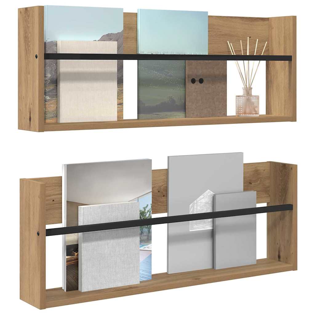 Magasin Rack med hylde 2 pcs Artisan Egetræ 80 x 12 x 30 cm