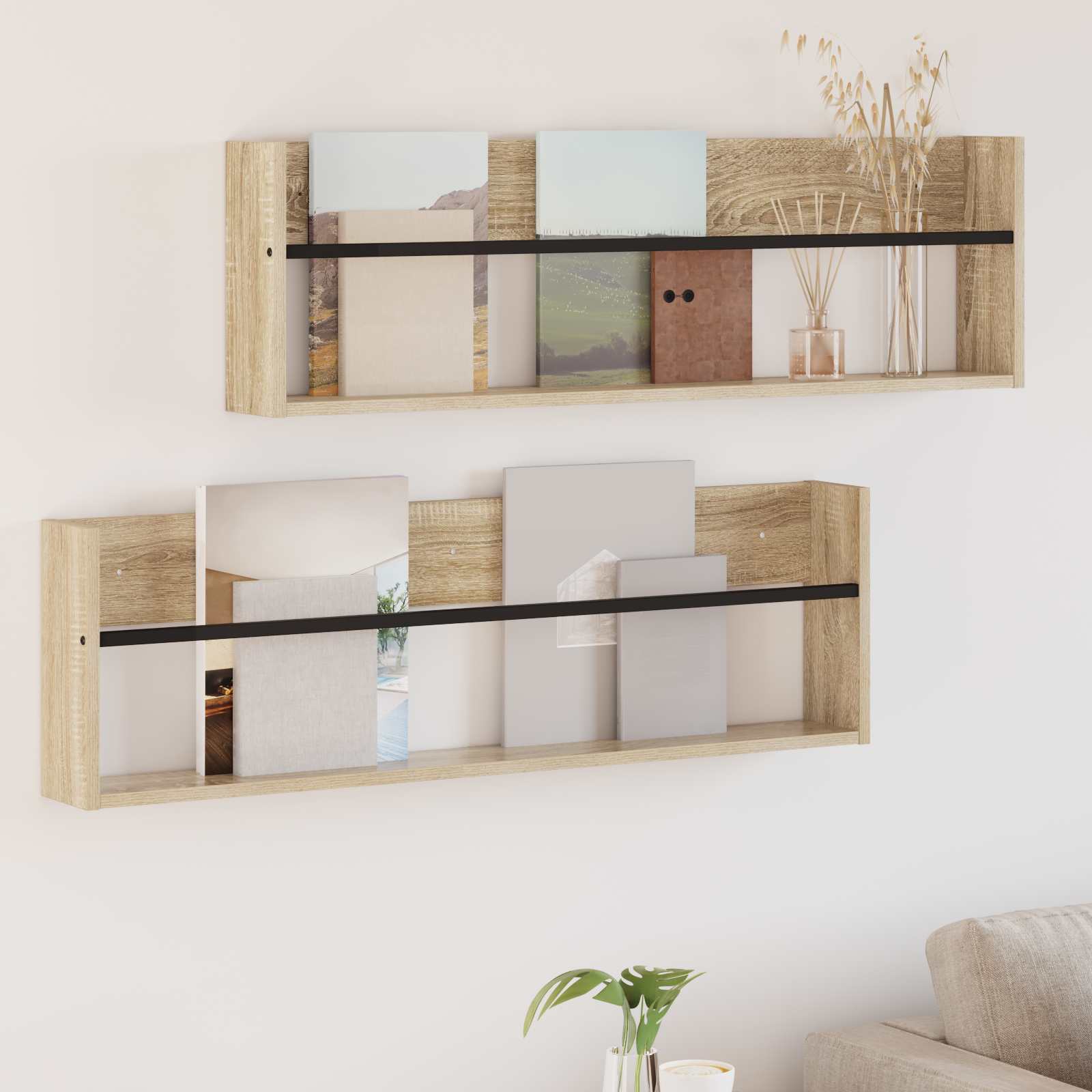 Magasin Rack 2 pcs Sonoma eg 100 x 12 x 30 cm Konstrueret træ