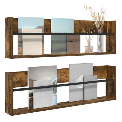 Magasin Rack 2 stk. Røget eg 100 x 12 x 30 cm Konstrueret træ
