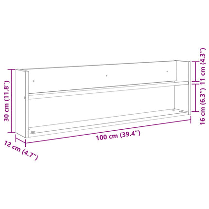 Magasin Rack Grå Sonoma 100 x 12 x 30 cm Konstrueret træ