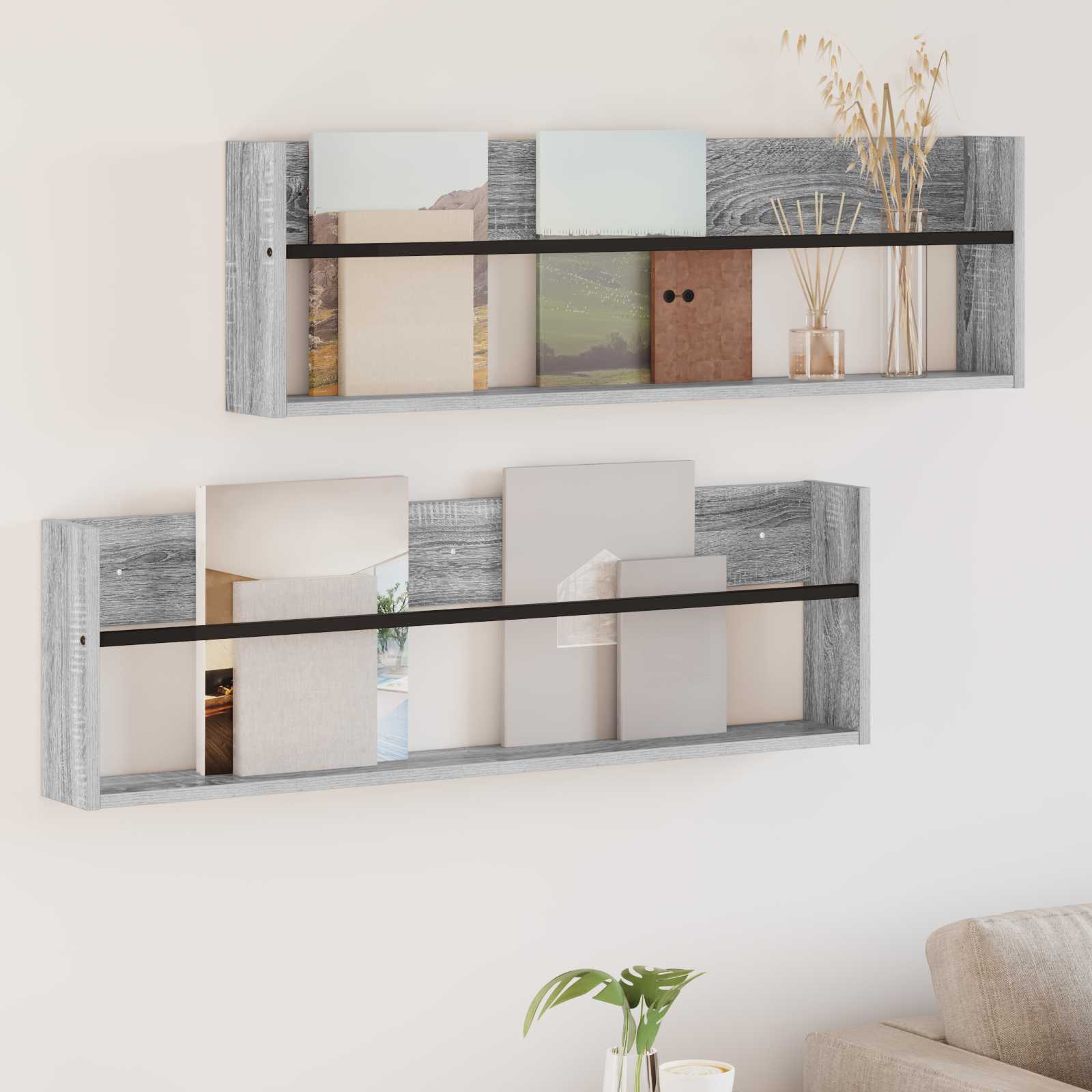 Magasin Rack 2 pcs Grå Sonoma 100 x 12 x 30 cm Konstrueret træ
