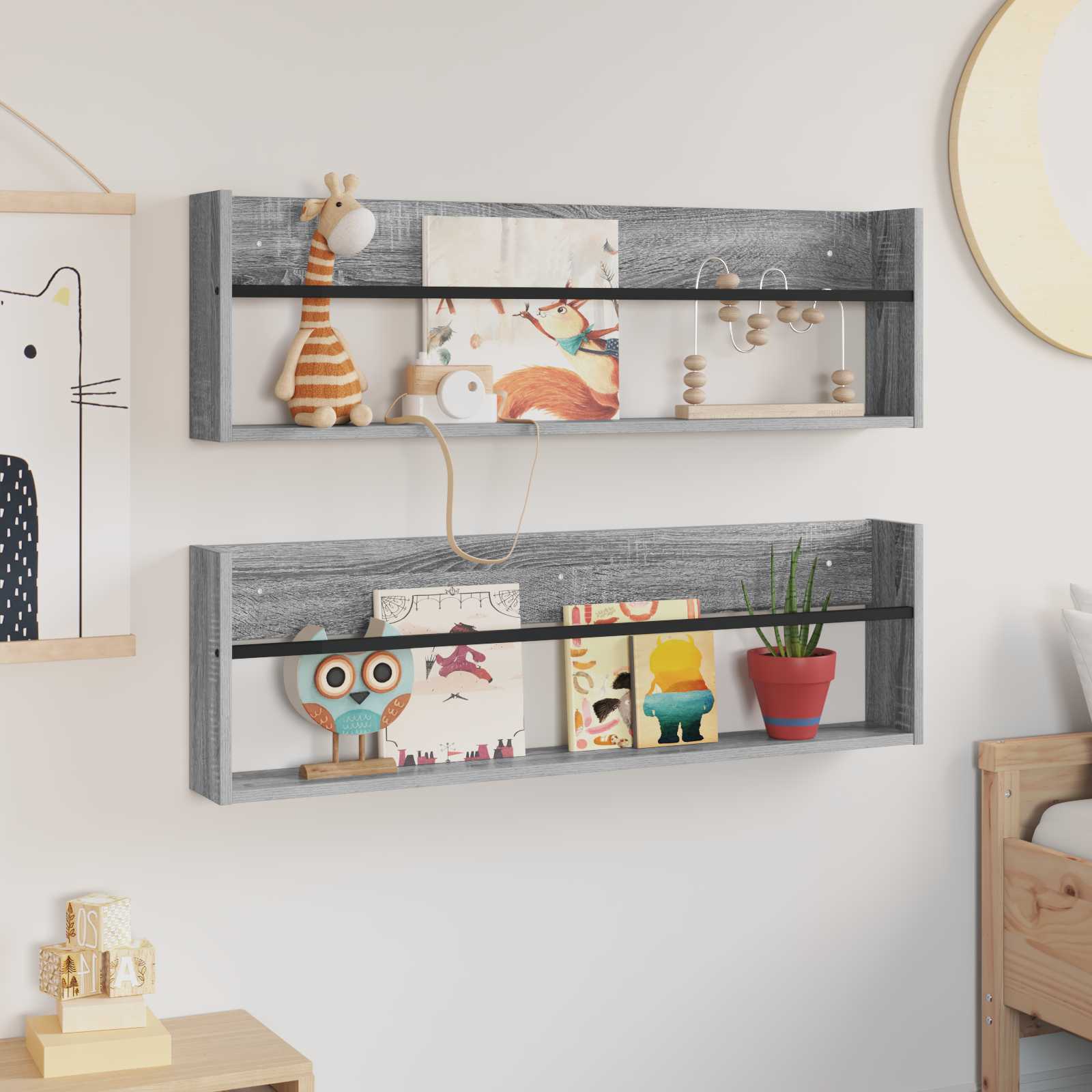Magasin Rack 2 pcs Grå Sonoma 100 x 12 x 30 cm Konstrueret træ