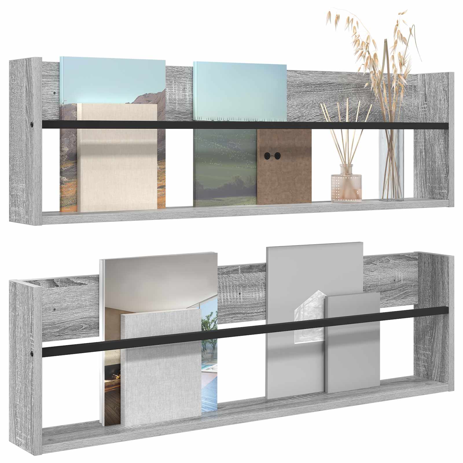 Magasin Rack 2 pcs Grå Sonoma 100 x 12 x 30 cm Konstrueret træ