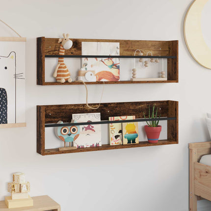 Magasin Rack med hylde 2 stk. Gammelt træ 100 x 12 x 30 cm