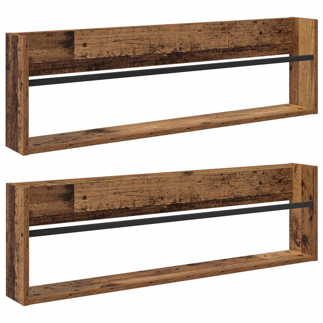 Magasin Rack med hylde 2 stk. Gammelt træ 100 x 12 x 30 cm