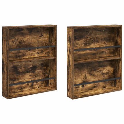 Magasin Rack 2 stk. Røget eg 60 x 12 x 70 cm Konstrueret træ
