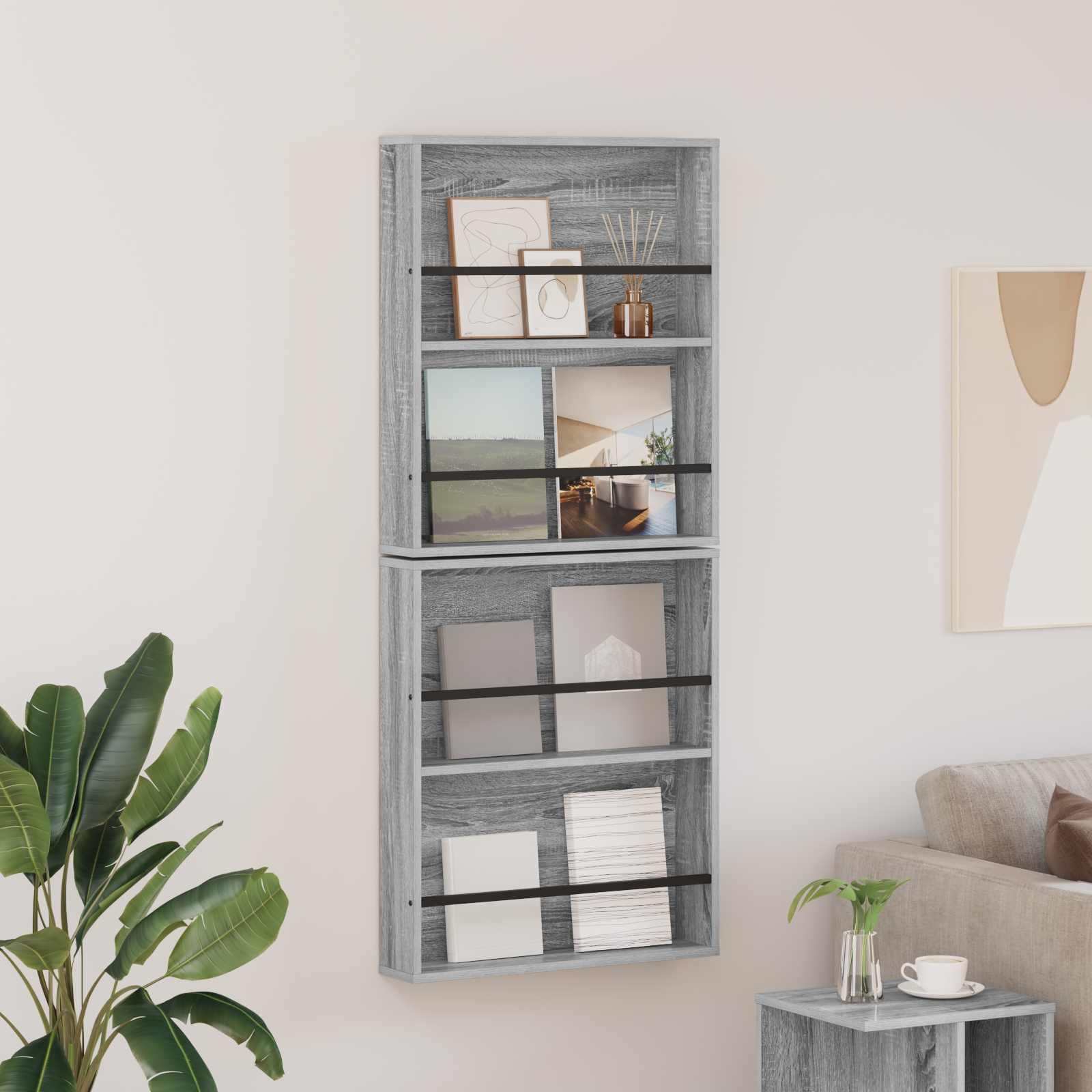 Magasin Rack 2 pcs Grå Sonoma 60 x 12 x 70 cm Konstrueret træ