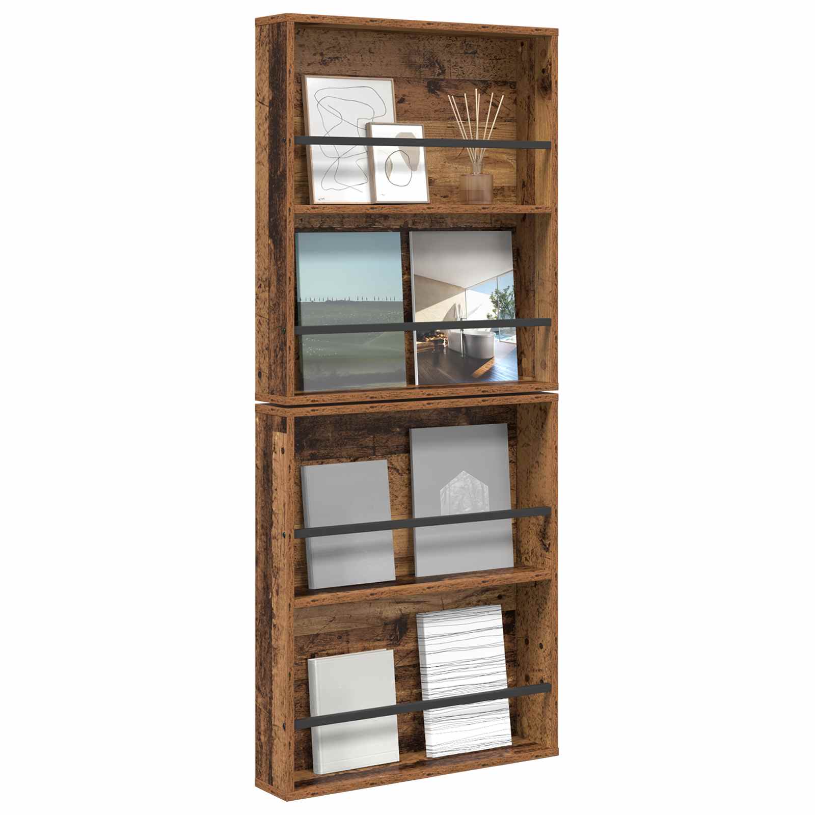 Magasin Rack 2 pcs Gammelt træ 60 x 12 x 70 cm Konstrueret træ