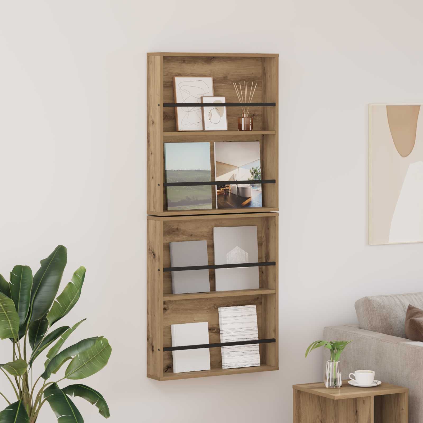 Magasin Rack med hylde 2 pcs Artisan Egetræ 60 x 12 x 70 cm