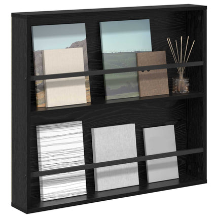 Magasin Rack med hylde Sort eg 80 x 12 x 70 cm Konstrueret træ