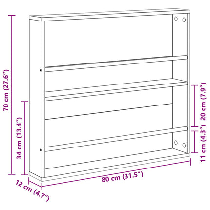 Magasin Rack med hylde Sort eg 80 x 12 x 70 cm Konstrueret træ