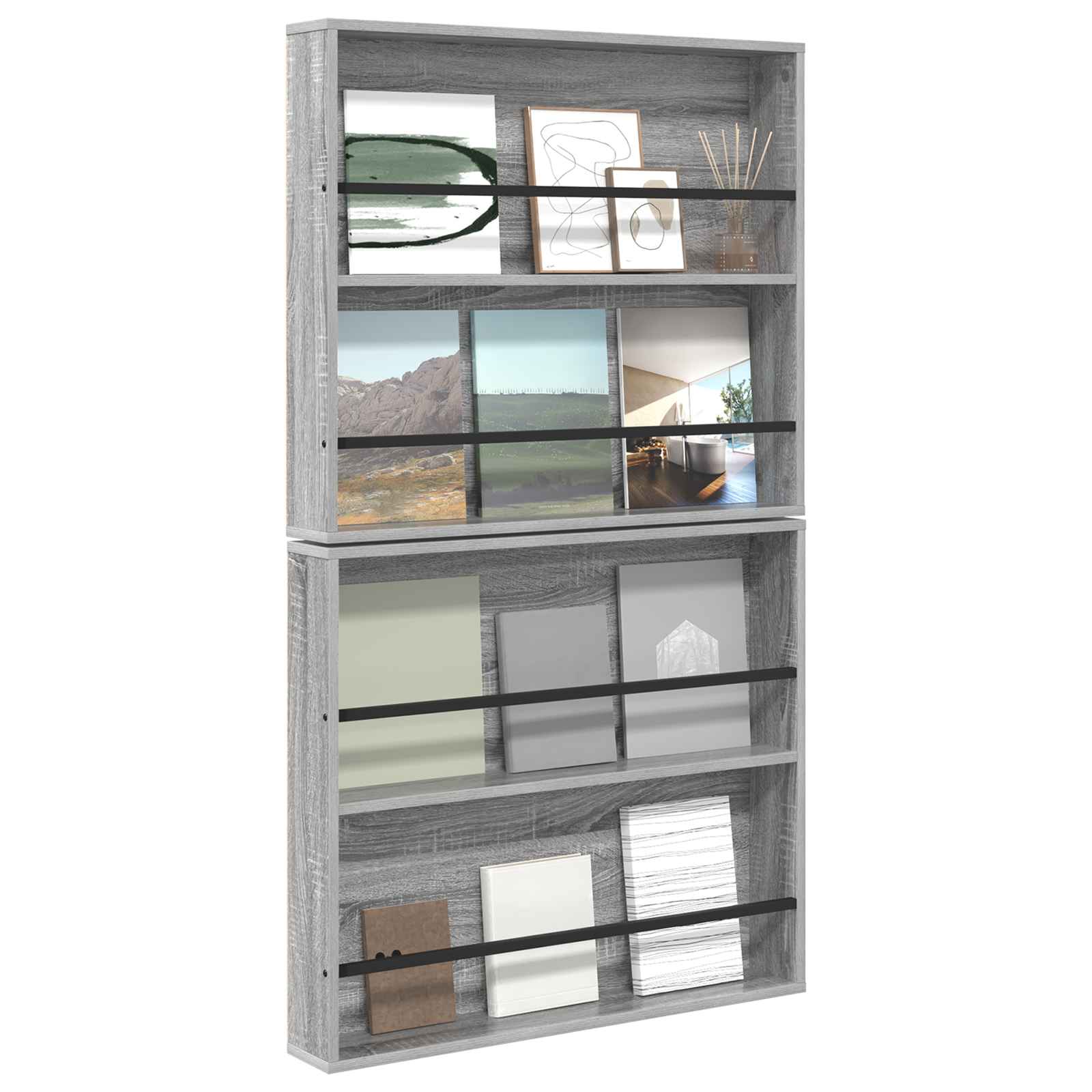 Magasin Rack 2 pcs Grå Sonoma 80 x 12 x 70 cm Konstrueret træ