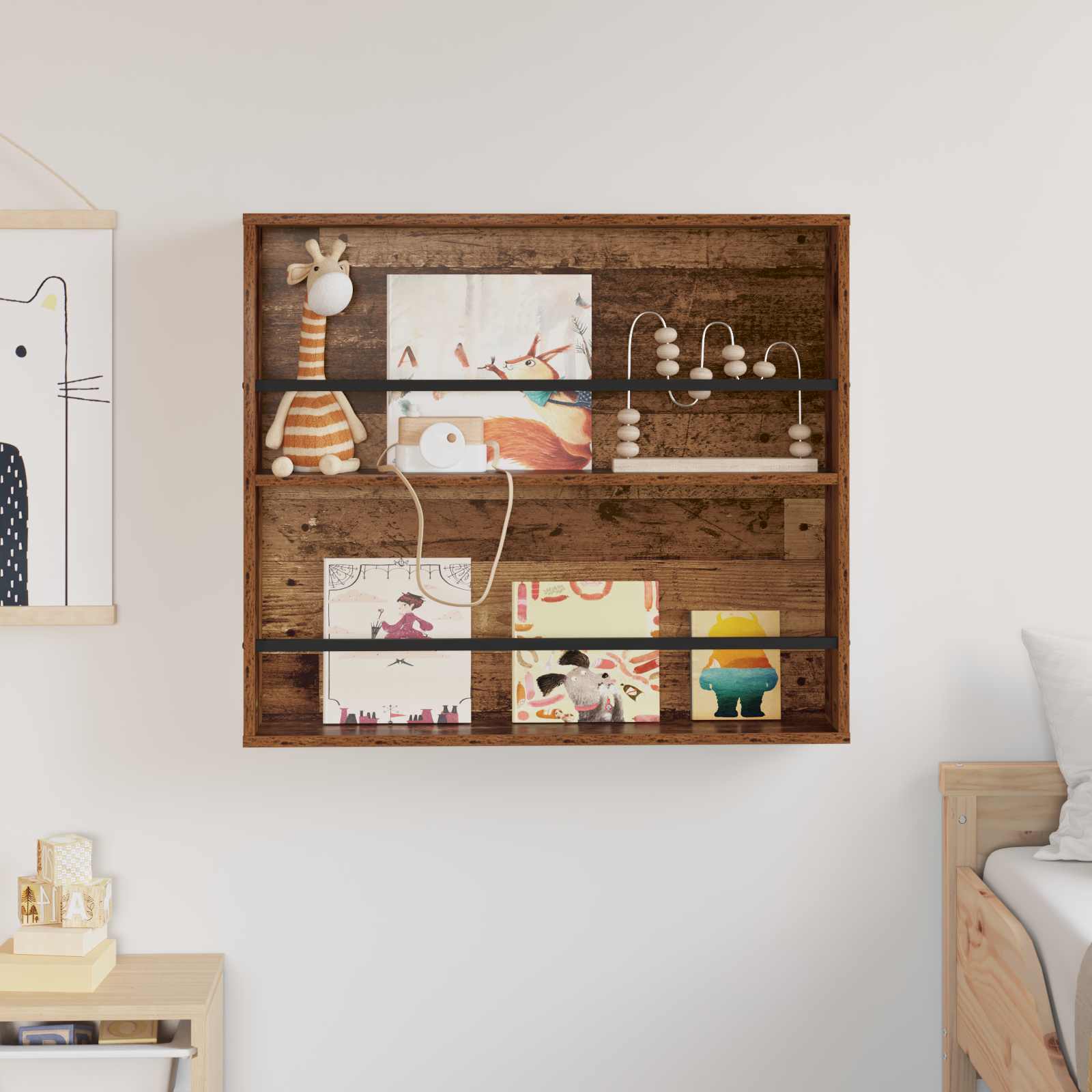 Magasin Rack Gammelt træ 80 x 12 x 70 cm Konstrueret træ