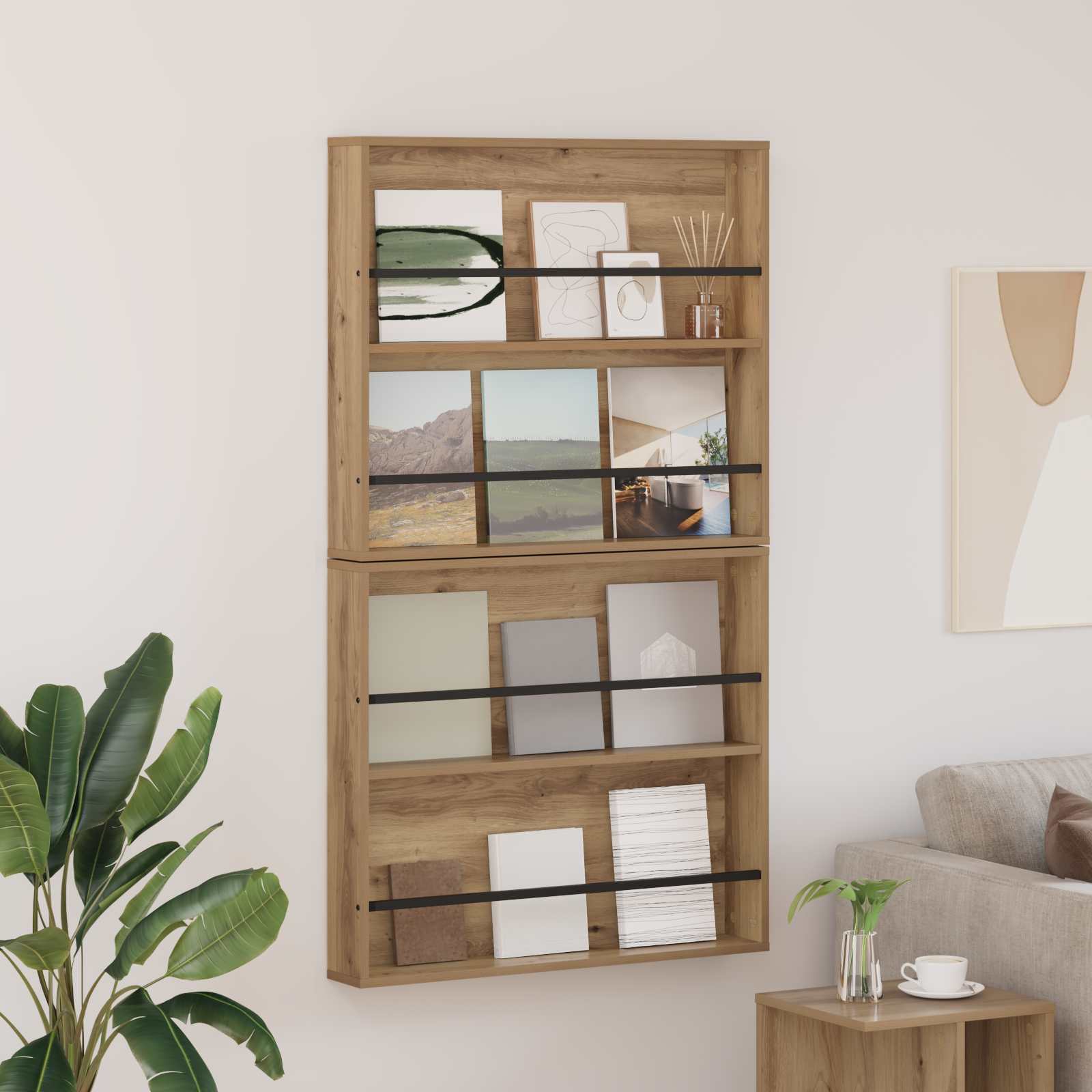 Magasin Rack med hylde 2 pcs Artisan Egetræ 80 x 12 x 70 cm