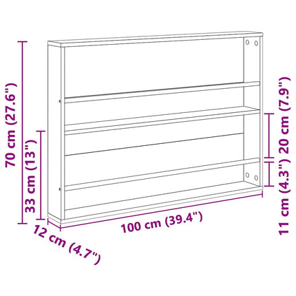 Magasin Rack med hylde Sort eg 100 x 12 x 70 cm Konstrueret træ