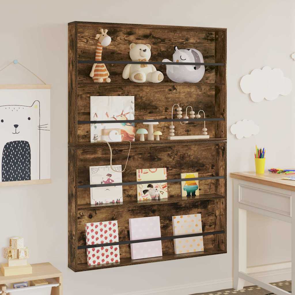 Magasin Rack 2 pcs Røget eg 100 x 12 x 70 cm Konstrueret træ