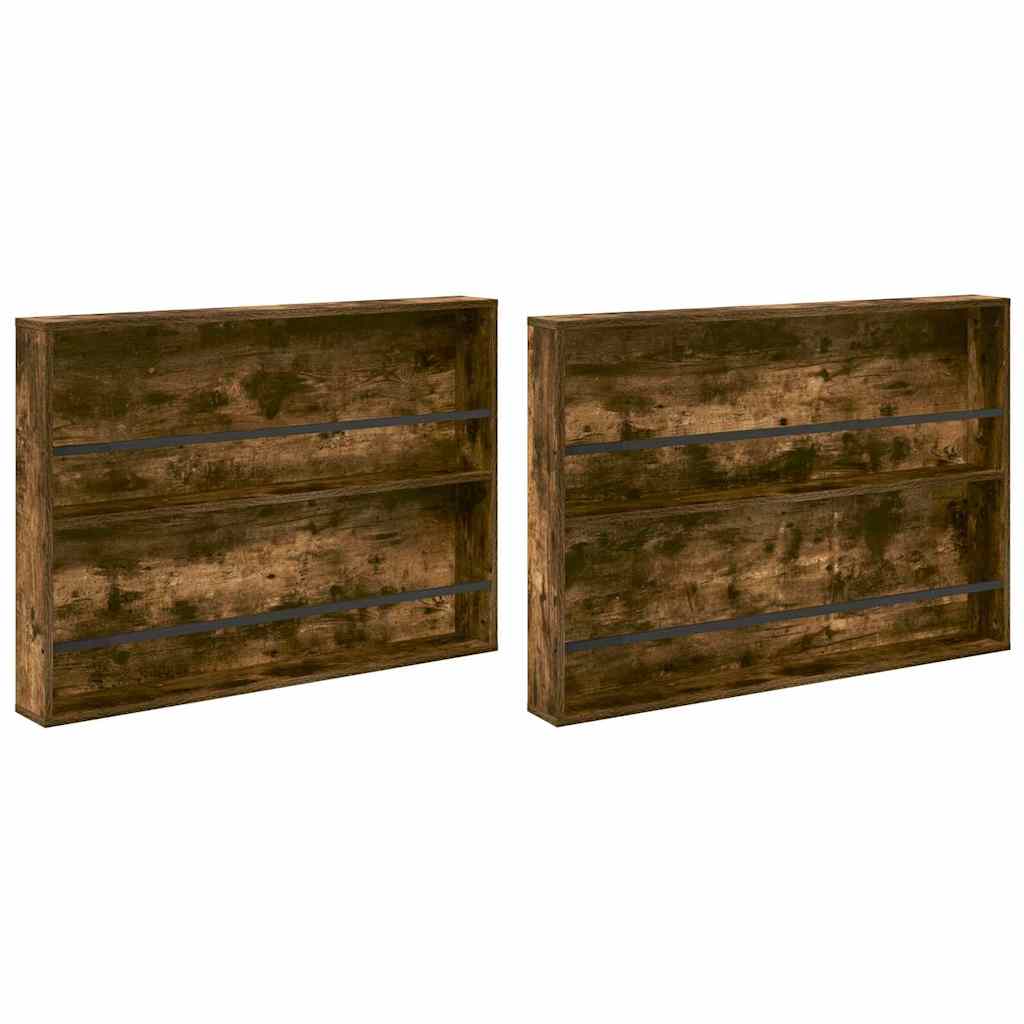 Magasin Rack 2 pcs Røget eg 100 x 12 x 70 cm Konstrueret træ