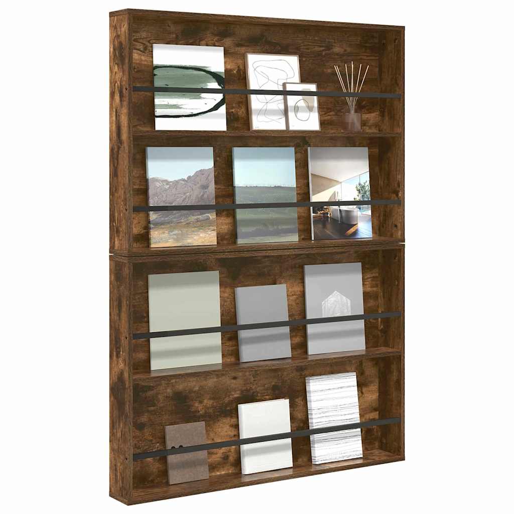 Magasin Rack 2 pcs Røget eg 100 x 12 x 70 cm Konstrueret træ