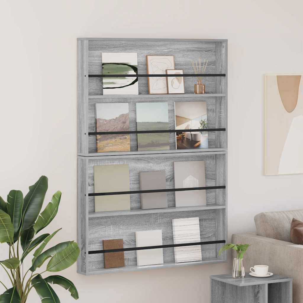 Magasin Rack 2 pcs Grå Sonoma 100 x 12 x 70 cm Konstrueret træ