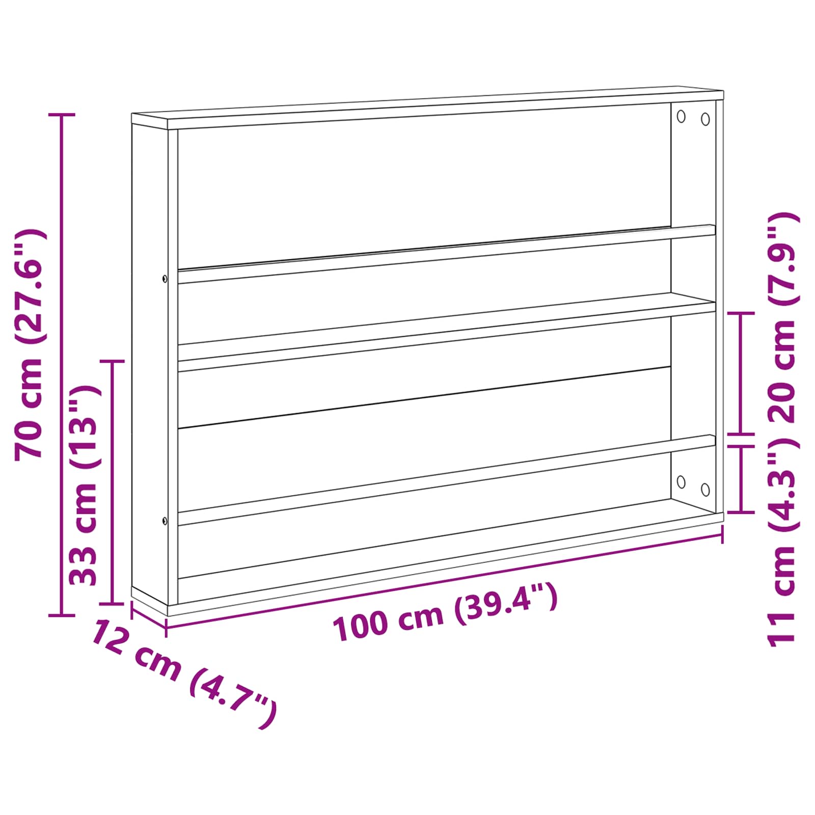 Magasin Rack Gammelt træ 100 x 12 x 70 cm Konstrueret træ