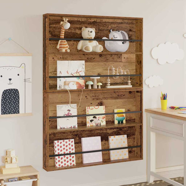 Magasin Rack med hylde 2 stk. Gammelt træ 100 x 12 x 70 cm