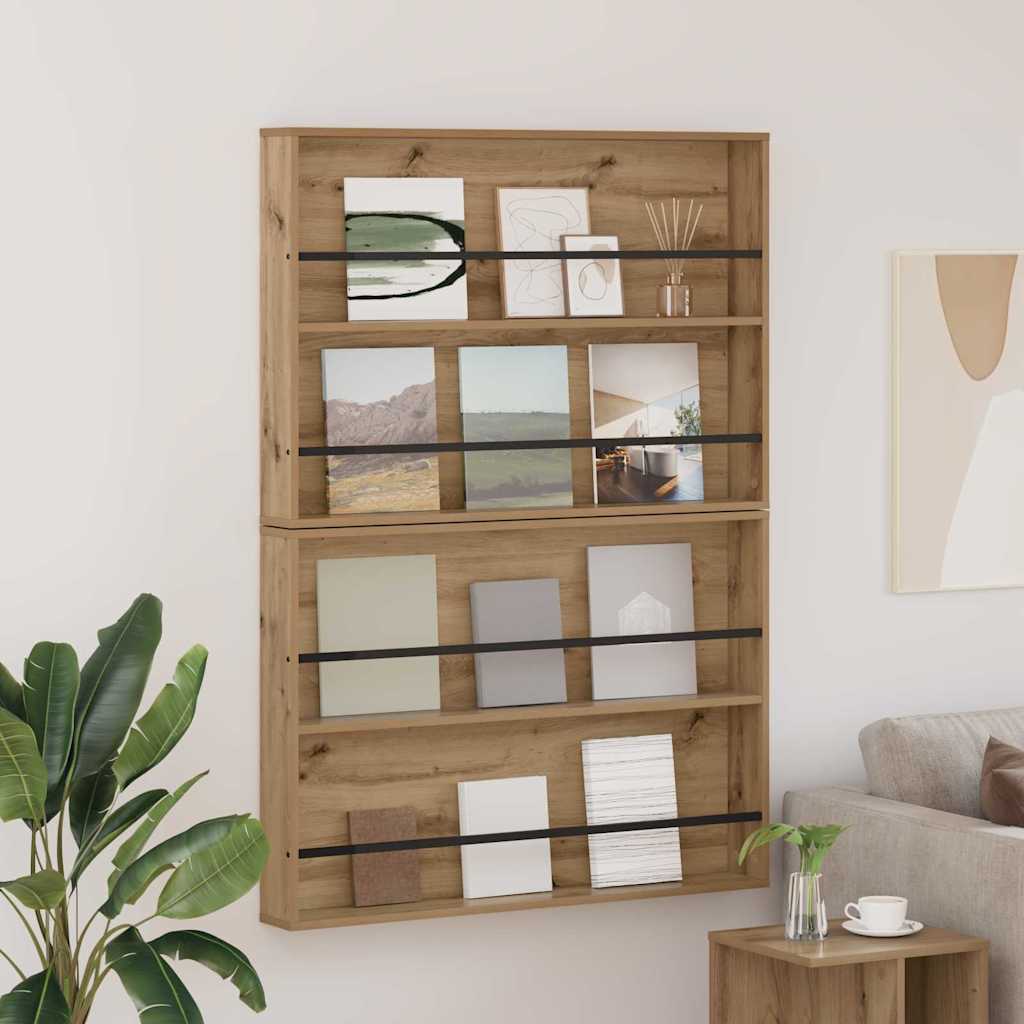 Magasin Rack med hylde 2 pcs Artisan Egetræ 100 x 12 x 70 cm