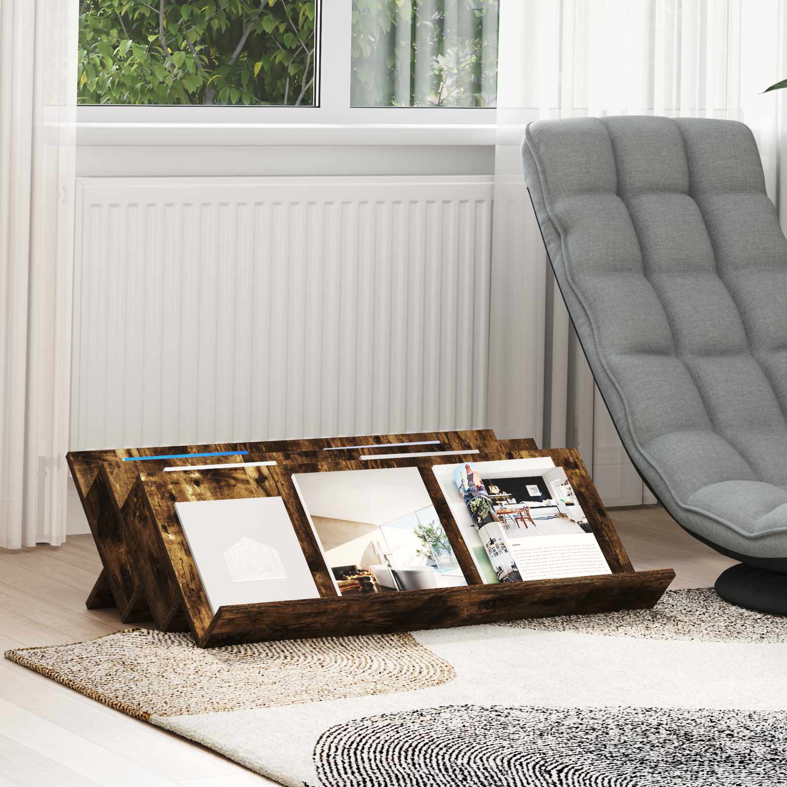 Magasin Rack Røget eg 90 x 53 x 28,5 cm Konstrueret træ