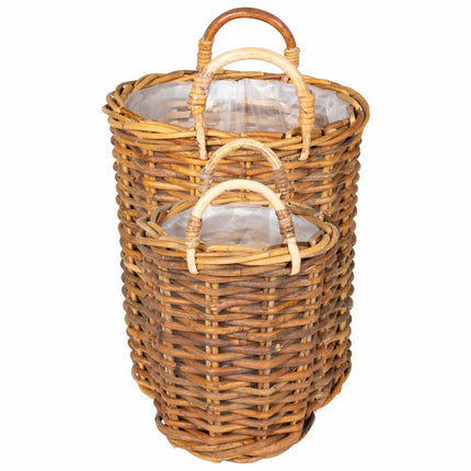 Planter Kurv med opbevaring 2 stk. Naturlig Brun Kubu rattan