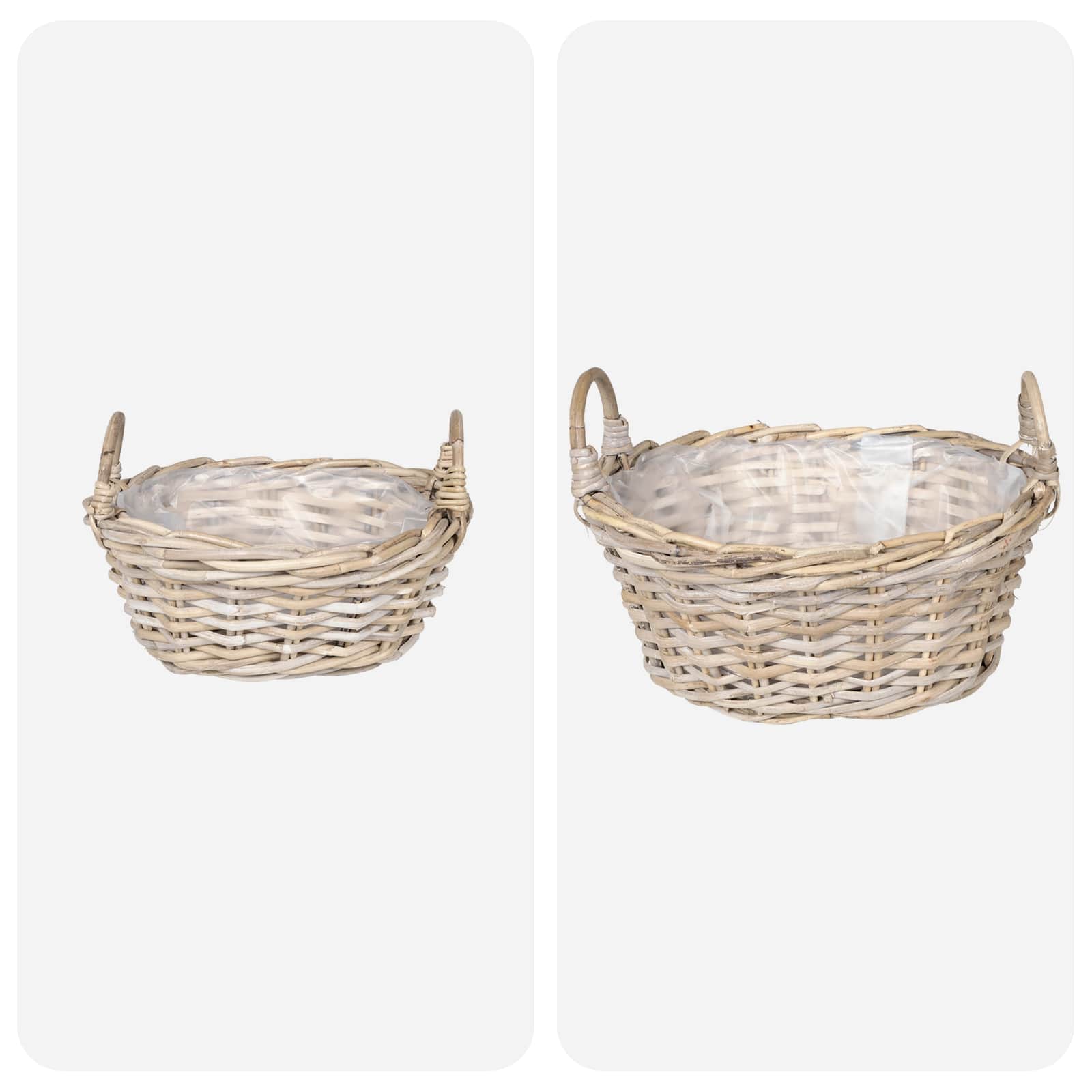 Plantekurv med opbevaring 2 stk. Naturlig grå Kubu rattan
