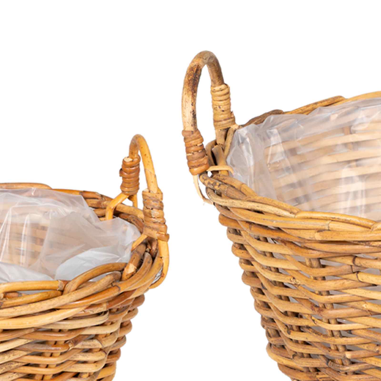 Plantekurv med opbevaring 2 stk. Naturlig Brun Lacak Rattan