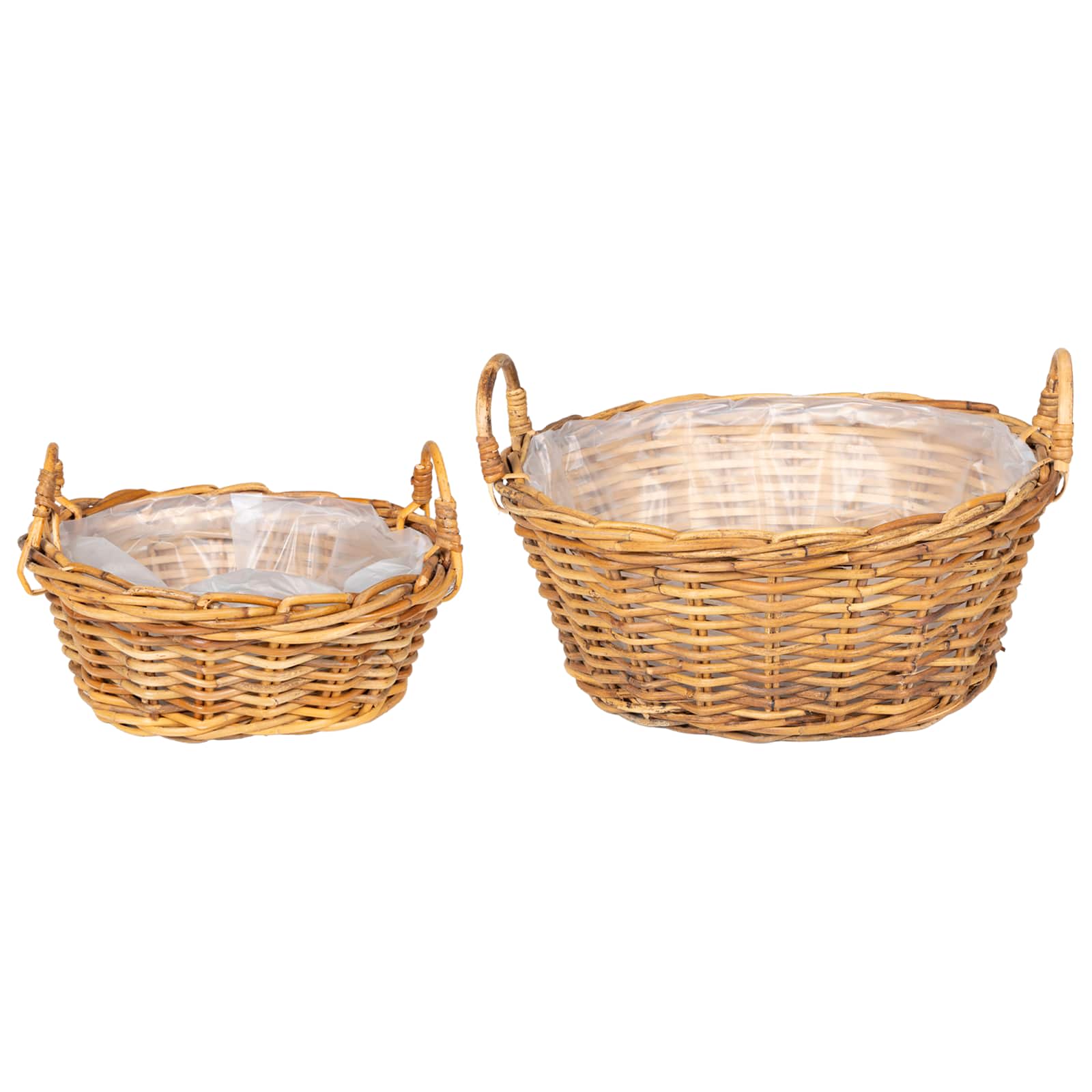 Plantekurv med opbevaring 2 stk. Naturlig Brun Lacak Rattan
