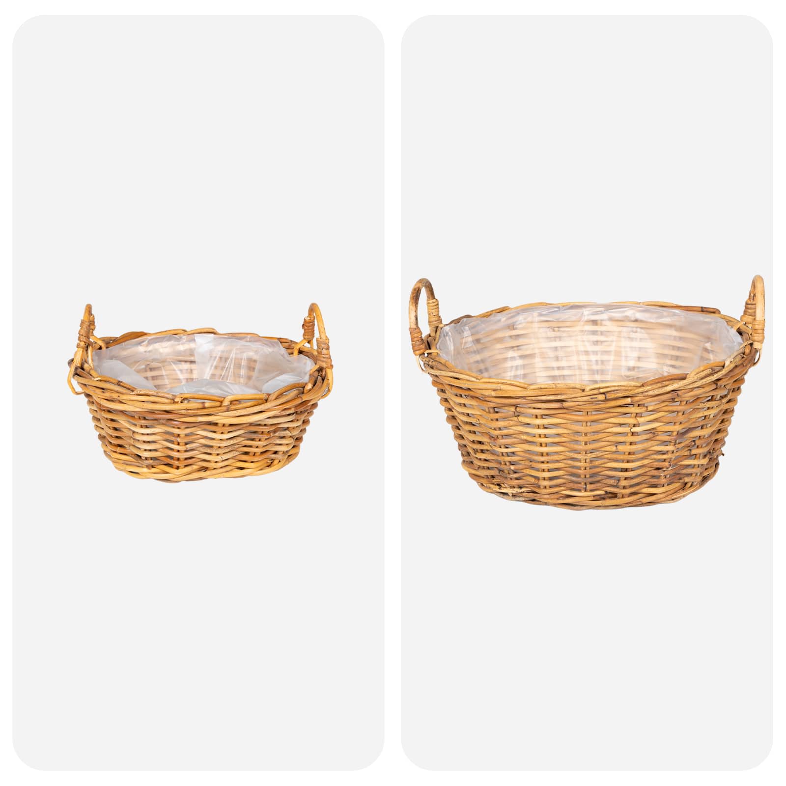 Plantekurv med opbevaring 2 stk. Naturlig Brun Lacak Rattan