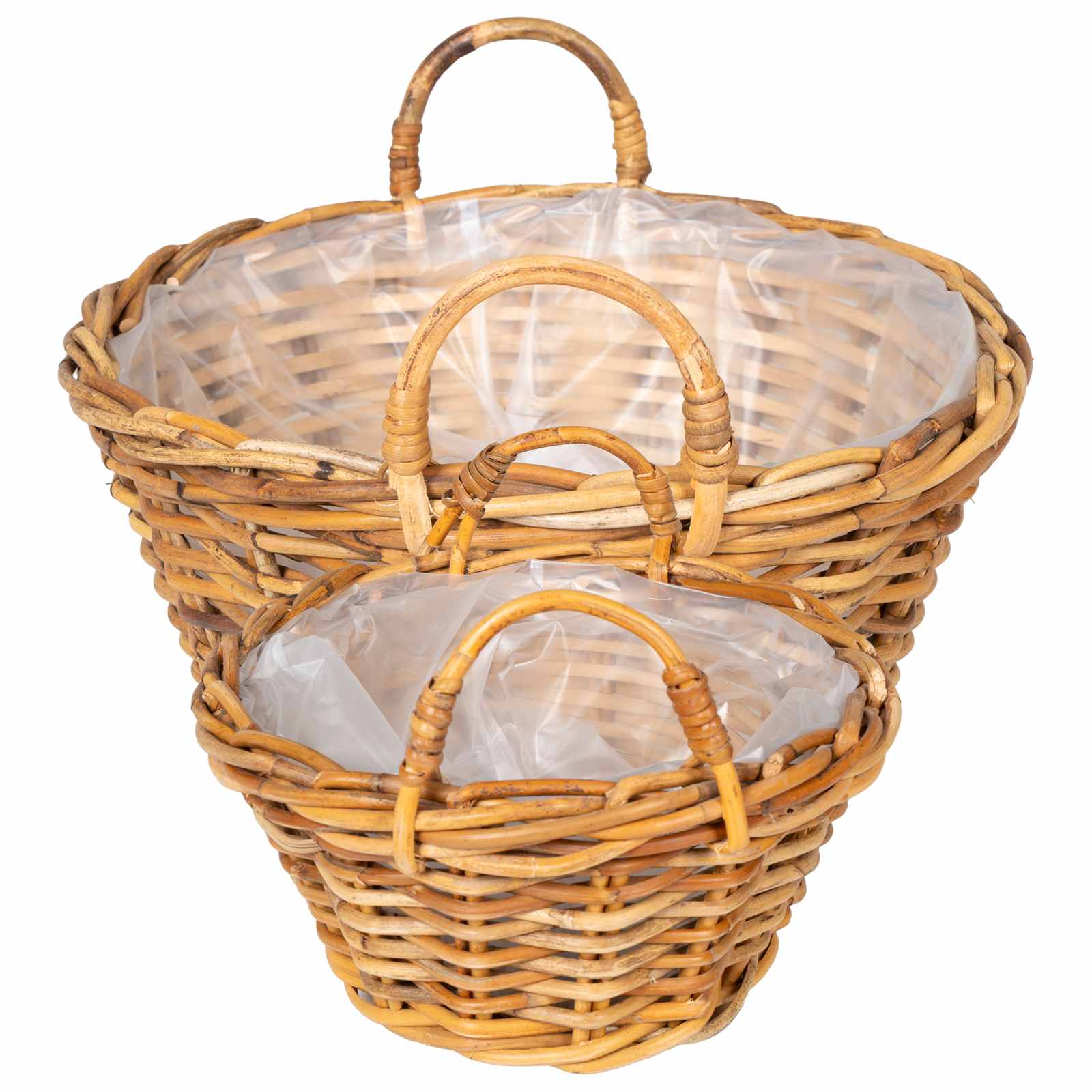 Plantekurv med opbevaring 2 stk. Naturlig Brun Lacak Rattan