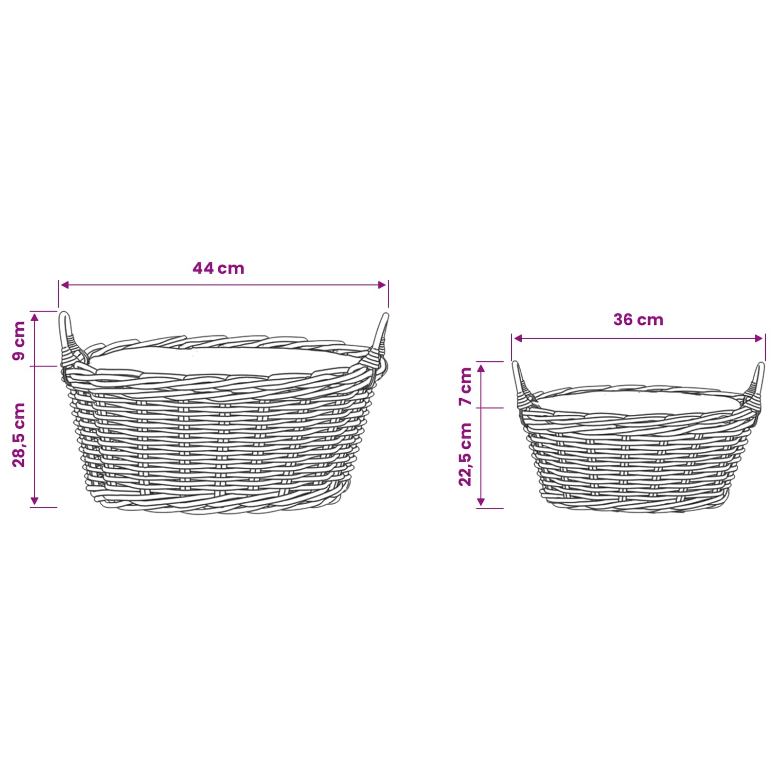 Plantekurv med opbevaring 2 stk. Naturlig Brun Lacak Rattan