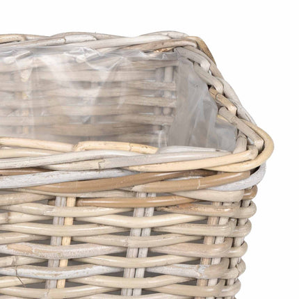 Planter Kurv med opbevaring 3 stk. Naturlig grå Kubu rattan