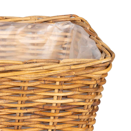 Planter Kurv med opbevaring 3 stk. Naturlig Brun Kubu rattan