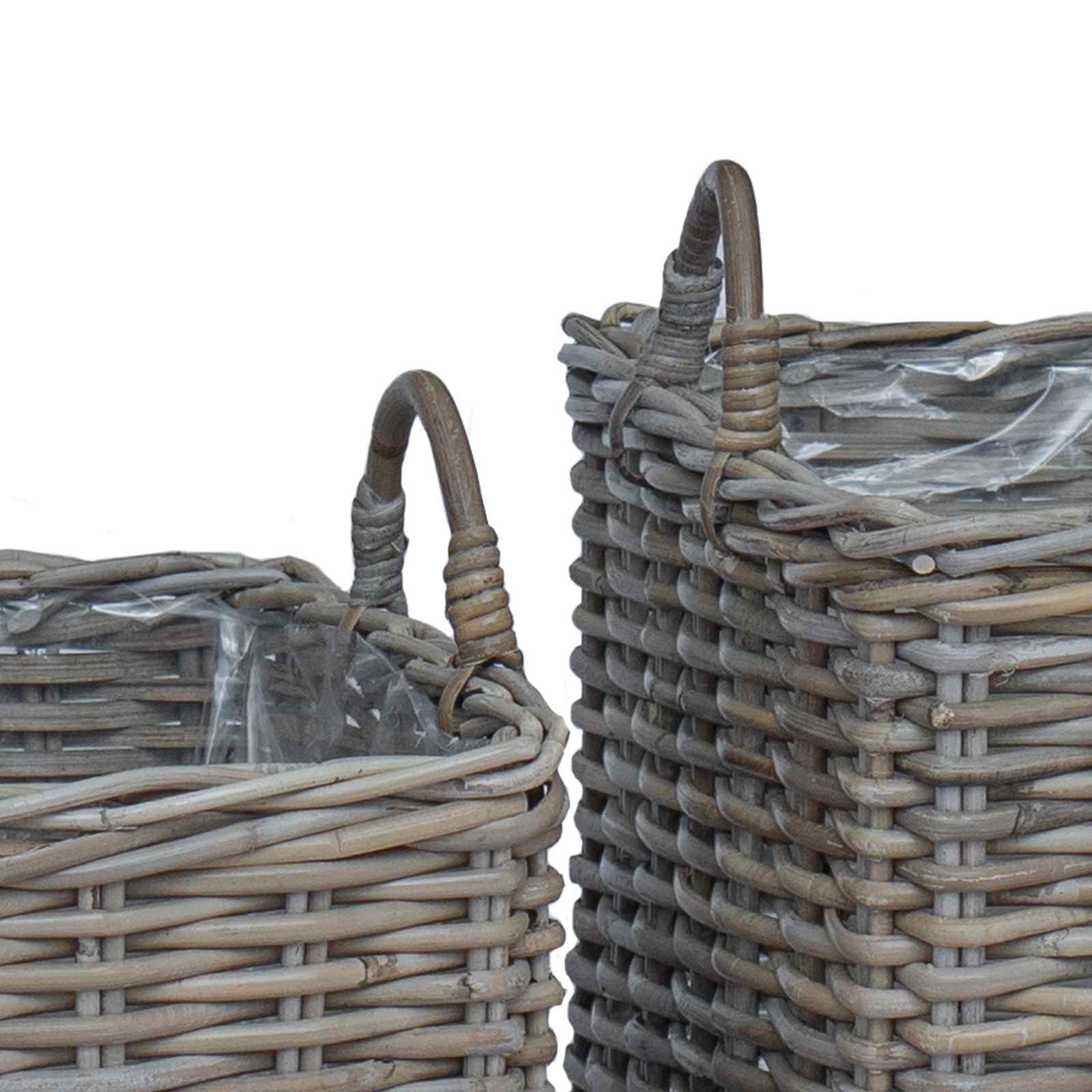 Blomsterkurv med opbevaring 2 pcs Grå Lacak Rattan