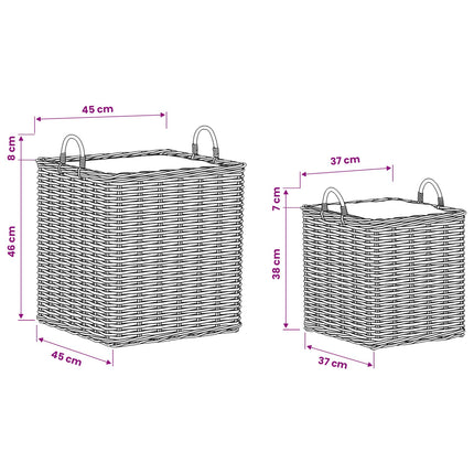Blomsterkurv med opbevaring 2 stk. Naturlig grå Kubu rattan