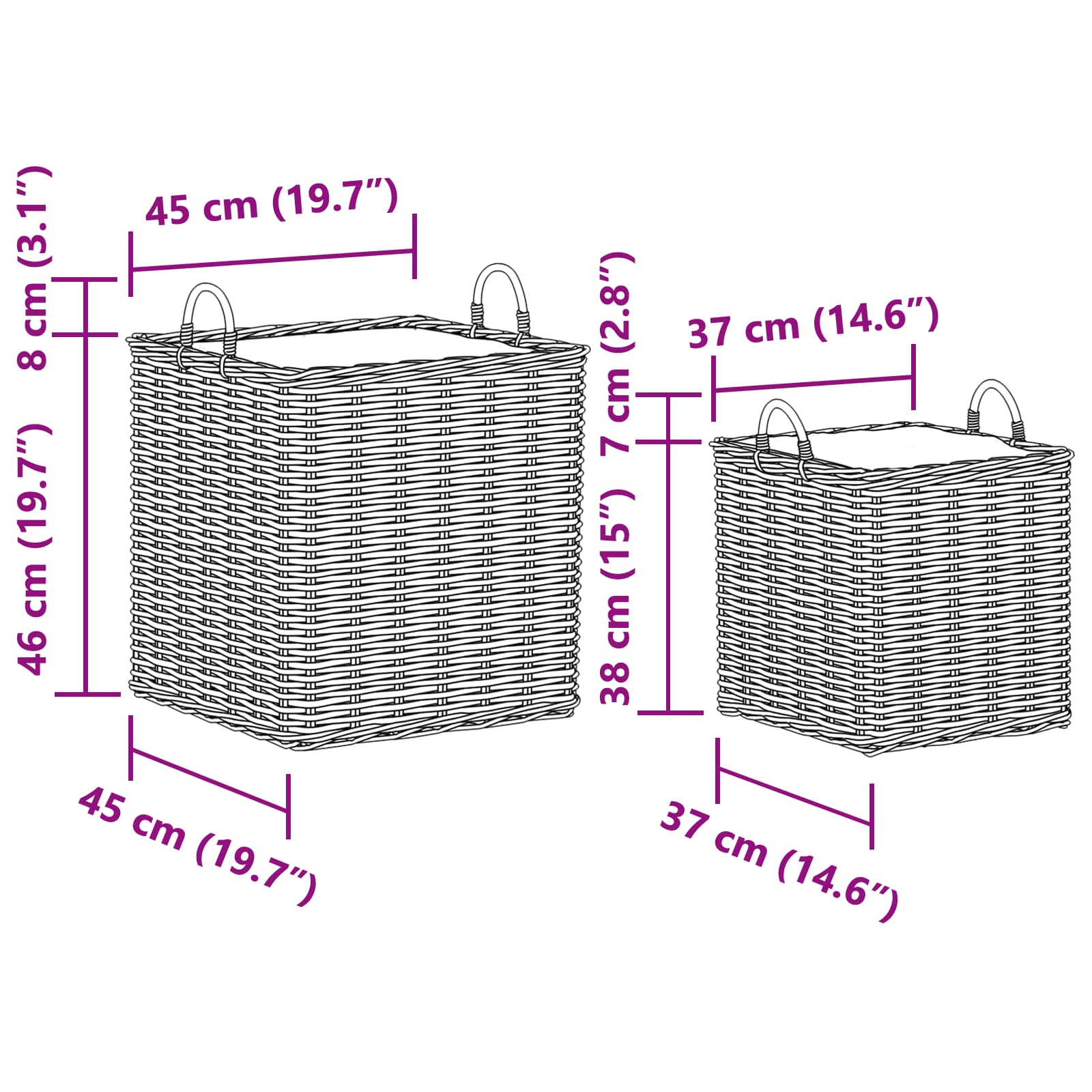 Blomsterkurv med opbevaring 2 pcs Grå Lacak Rattan