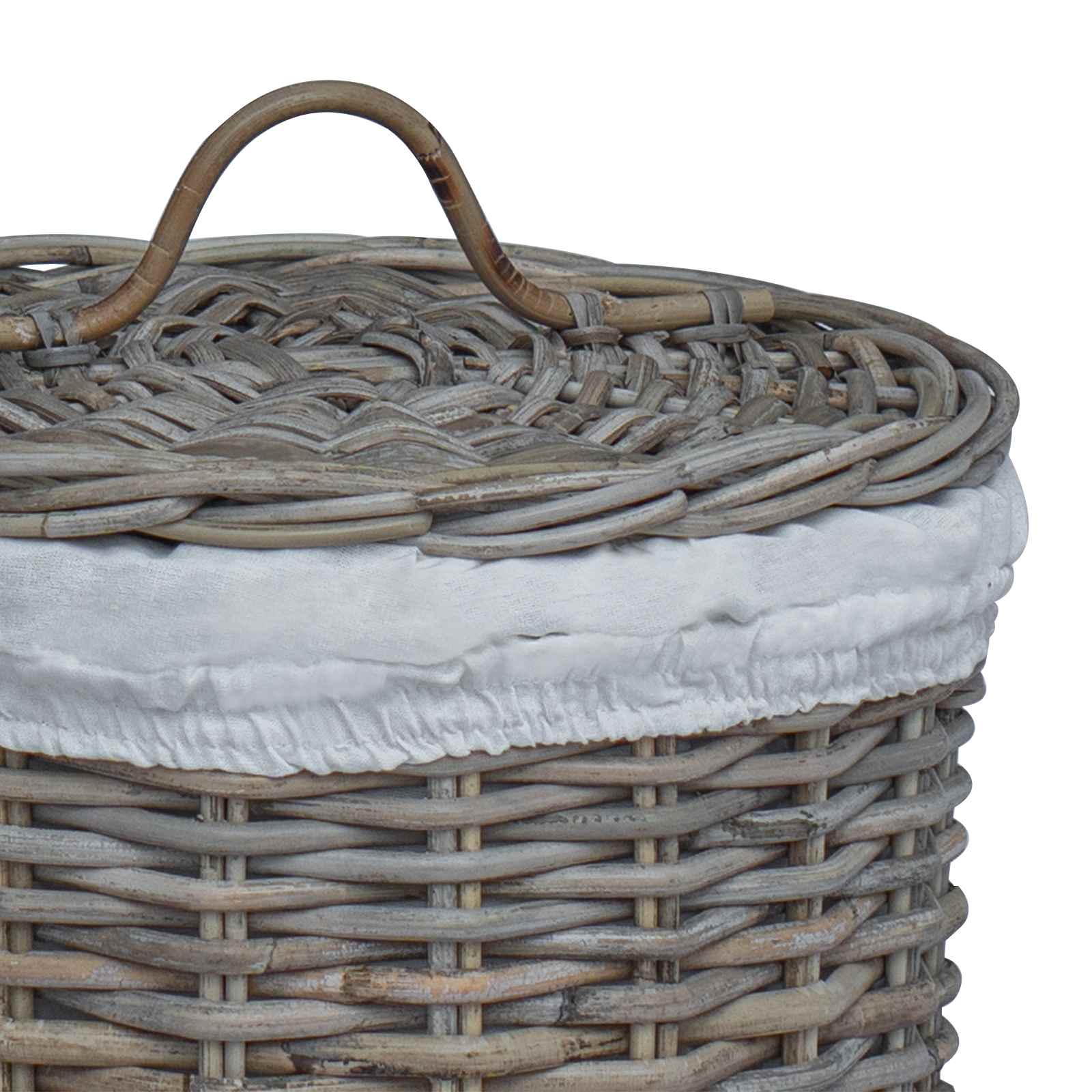 Vasketøjskurv med låg 2 pcs Kubu Grå Kubu rattan