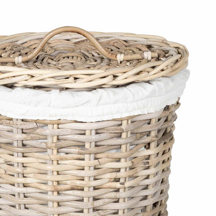 Vasketøjskurv med låg GENDT 2 stk. Naturlig grå Kubu rattan