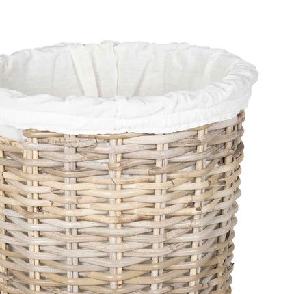 Vasketøjskurv med låg GENDT 2 stk. Naturlig grå Kubu rattan