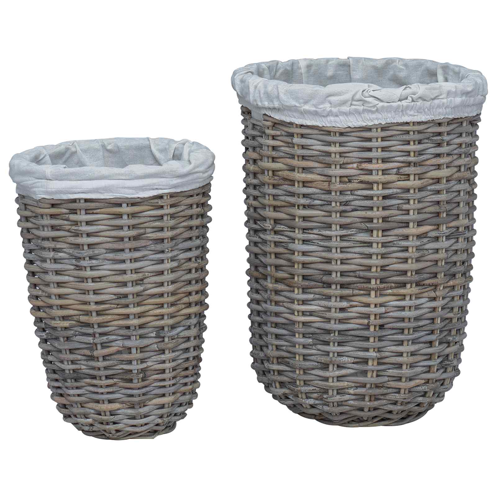 Vasketøjskurv med låg 2 pcs Kubu Grå Kubu rattan