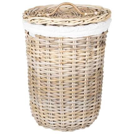 Vasketøjskurv med låg GENDT 2 stk. Naturlig grå Kubu rattan