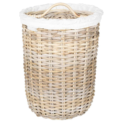 Vasketøjskurv med låg GENDT 2 stk. Naturlig grå Kubu rattan