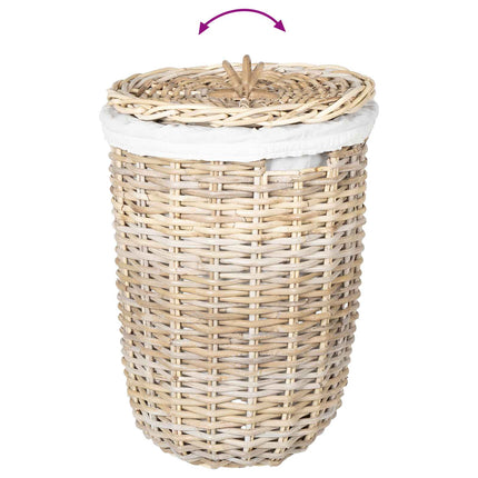 Vasketøjskurv med låg GENDT 2 stk. Naturlig grå Kubu rattan
