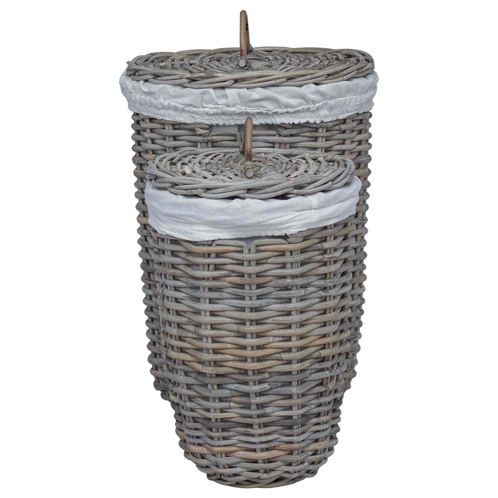 Vasketøjskurv med låg 2 pcs Kubu Grå Kubu rattan