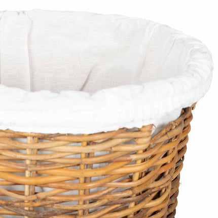 Vasketøjskurv med låg 2 pcs Naturlig Brun Kubu rattan