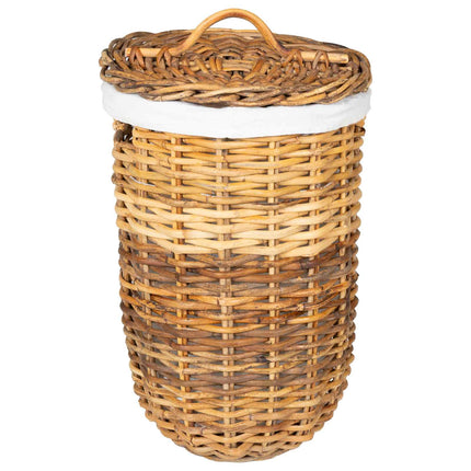 Vasketøjskurv med låg 2 pcs Naturlig Brun Kubu rattan